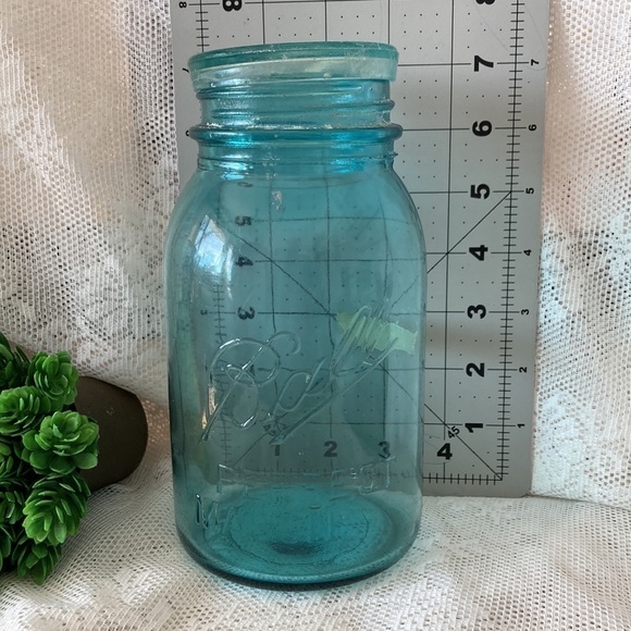 Vintage Ball “Perfect” Mason Sealer Jar in Aqua Blue. 1 Quart Size - Picture 5 of 9